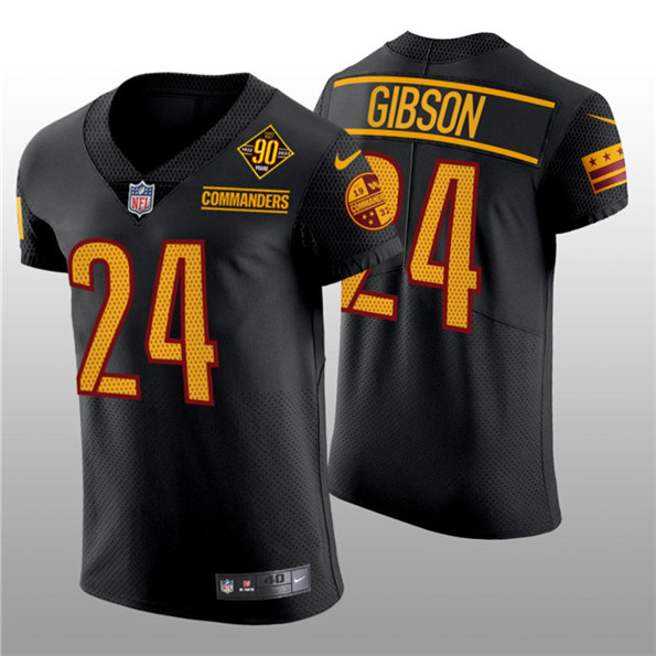 Men's Washington Commanders #24 Antonio Gibson Black 90th Anniversary Elite Stitched Jersey